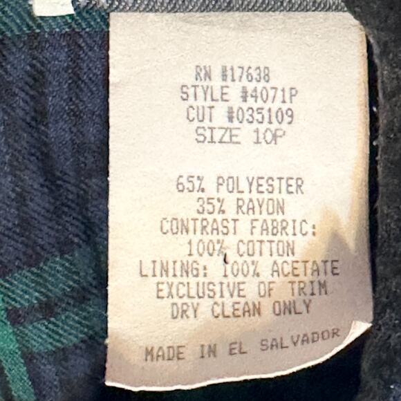 Vintage Miss Dorby Tartan Plaid Midi Dress 10P Velvet Collar Cottagecore Holiday - Picture 10 of 10